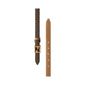 Beidseitiger Gürtel aus mit FF-Muster in brauner Farbe und beige Leder 2cm