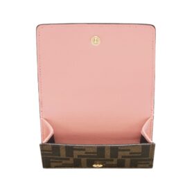 Brieftasche Lunar New Year aus braunem Stoff mit FF-Muster 8cm
