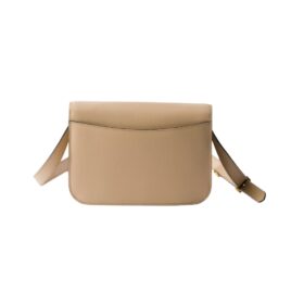 Leder-Schultertasche mit Überschlag in Sandbeige 15cm