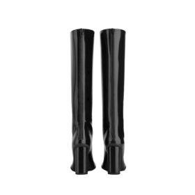 Leder-Kniestiefel Schwarz 9cm
