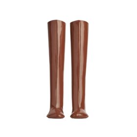 Leder-Kniestiefel in Braunzucker 9cm