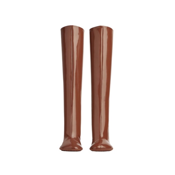 Leder-Kniestiefel in Braunzucker 9cm