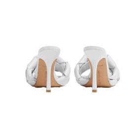 Intrecciato Leder-Pantolette in Optikweiß 9cm