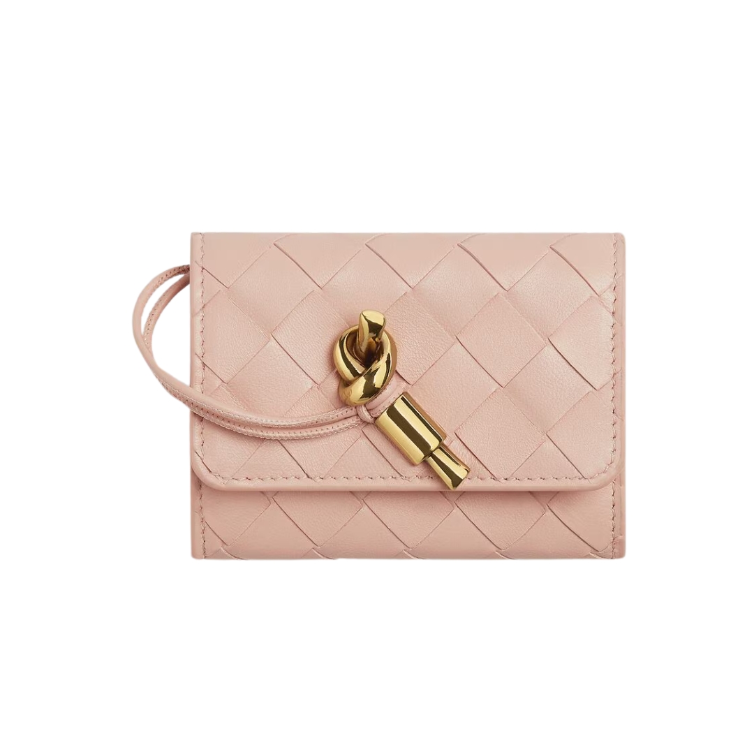 Intrecciato Nappa-Leder-Geldbörse in Lotus 8.5cm