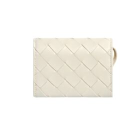 Intrecciato Nappa-Leder-Geldbörse in Meersalz 8.5cm