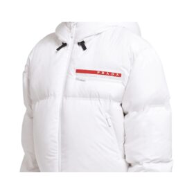 Cropped Pufferjacke Weiß/Rot