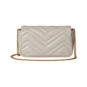 Hellgraue Matelassé-Leder Super-Tasche 16.5cm