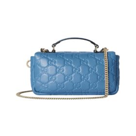 Blaue gesteppte GG-Leder-Tote-Tasche 21.1cm