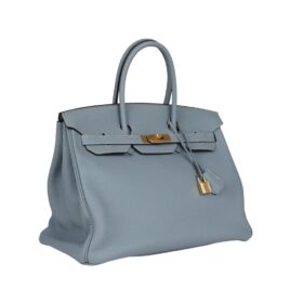 Bleu Lin Togo Goldbeschläge 35cm
