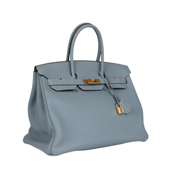 Bleu Lin Togo Goldbeschläge 35cm