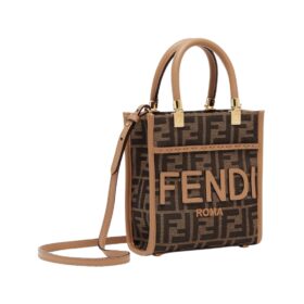 Mini Tasche aus braunem FF-Stoff 17.5 cm