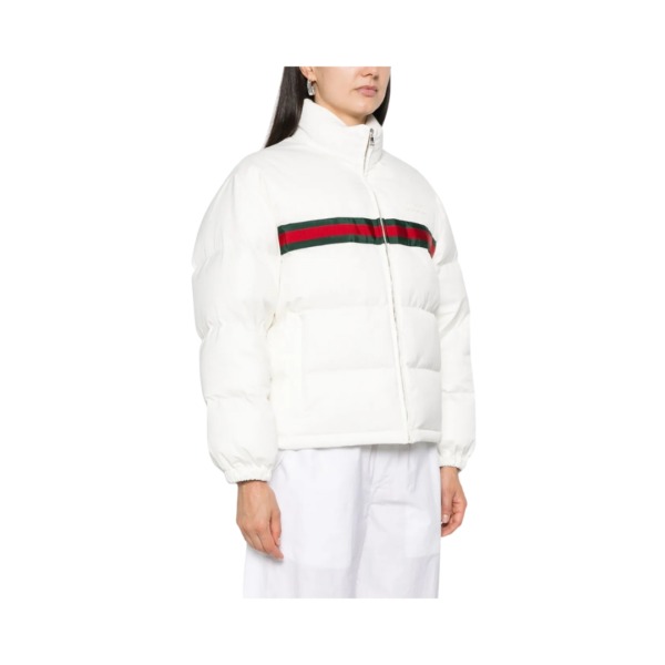 Twill-Daunenjacke Weiß