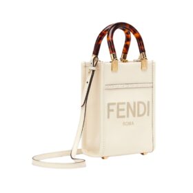 Mini Tasche aus weißem Leder 18 cm