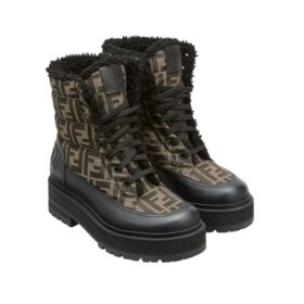 schwarzem Leder und Stoff mit FF-Muster 3 cm