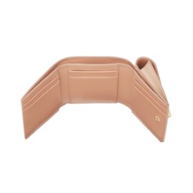 Brieftasche aus rosa Leder 8cm