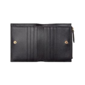 Brieftasche aus schwarzem Nappaleder mit FF-Muster 9.5cm