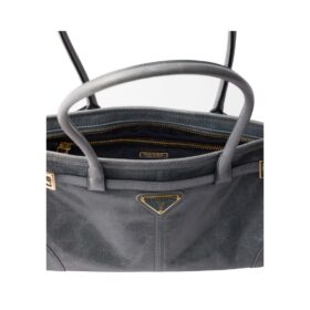 Mittelgroße Lederhandtasche in Blau 15.5cm