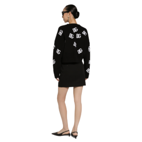 Woll-V-Ausschnitt-Pullover mit DG-Logo-Einlage