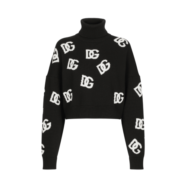 Gekürzter Wollpullover mit DG-Logo-Einlage