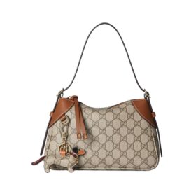 GG Emblem Schultertasche Dunkelbraun 24.5cm