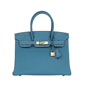 Blue Jean Togo mit Gold-Beschlägen 30cm
