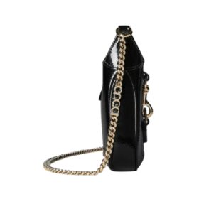 Jackie Notte Tasche aus schwarzem Lackleder 19.5cm
