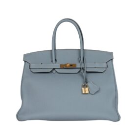 Bleu Lin Togo Goldbeschläge 35cm