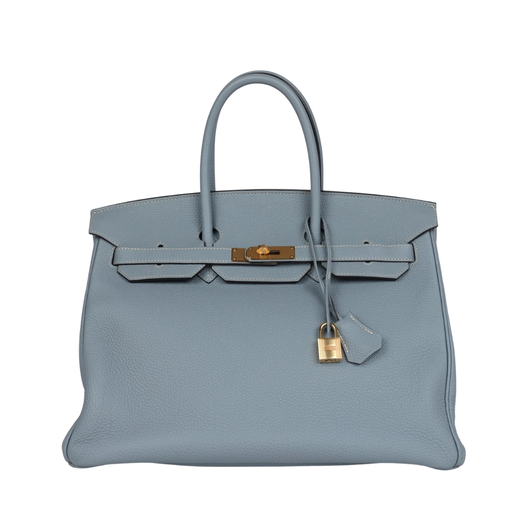 Bleu Lin Togo Goldbeschläge 35cm