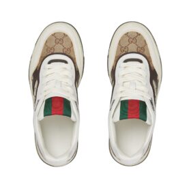 Brauner Lederbesatz Re-Web-Turnschuh