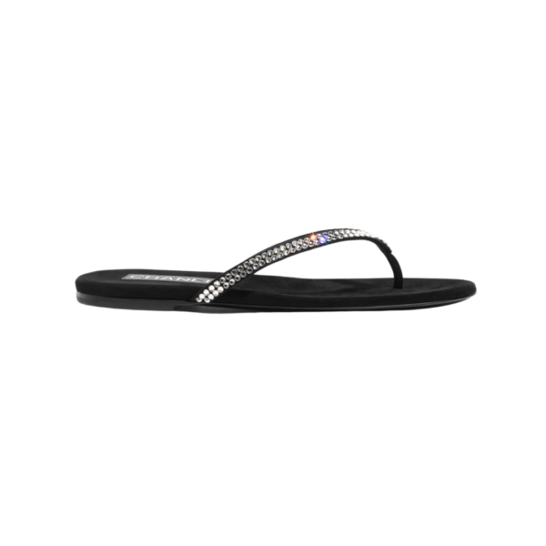 Wildleder-Kid-Leder & Strass Schwarz & Silber