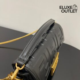 Schwarze Nappaleder-Tasche mit FF-Muster 13cm