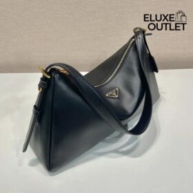 Aimée große Lederschultertasche in Schwarz 23cm
