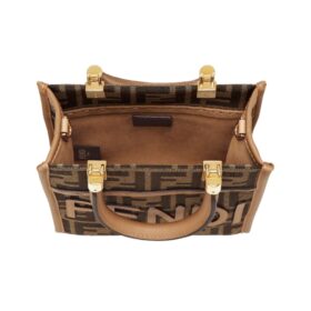 Mini Tasche aus braunem FF-Stoff 17.5 cm