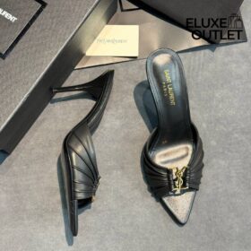 Babylone Mules aus glattem Leder Schwarz 9cm