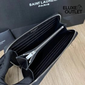 Cassandre matelassierte Zip-Around-Brieftasche aus Grain de Poudre-Leder 19cm