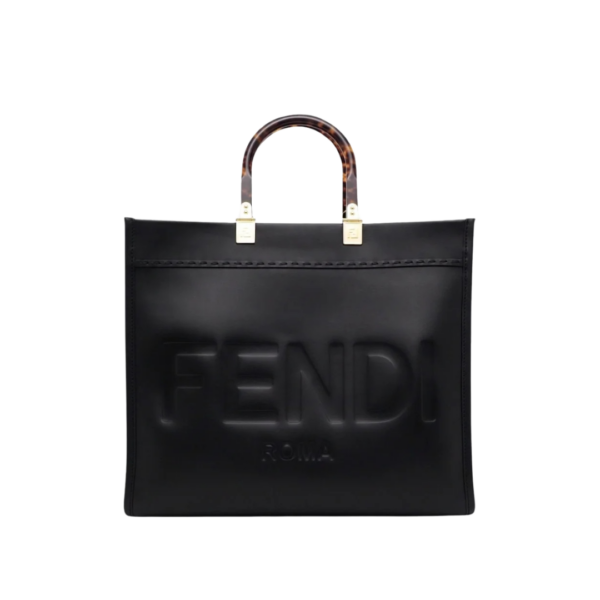 Schwarze Leder-Shoppingtasche 31cm