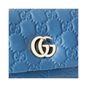 Blaue gesteppte GG-Leder-Tote-Tasche 21.1cm