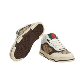 Brauner Lederbesatz Re-Web-Turnschuh
