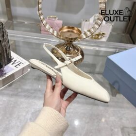 Lackleder Slingback-Ballerinas Elfenbein 1.5cm