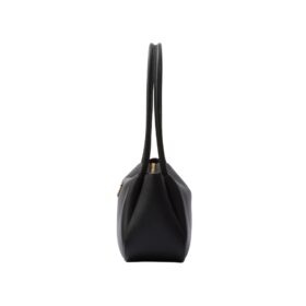Mittelgroße Lederschultertasche in Schwarz 16cm
