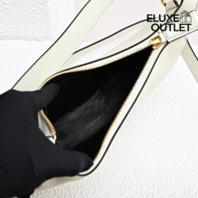 Weiße kleine Lederschultertasche 18.5cm