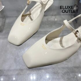 Lackleder Slingback-Ballerinas Elfenbein 1.5cm