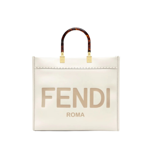 Weiße Leder-Shoppingtasche 31cm