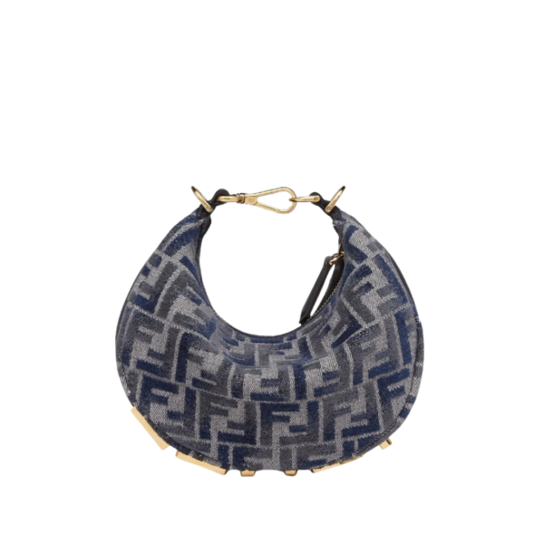 Mini Tasche aus blauer Chenille 13cm