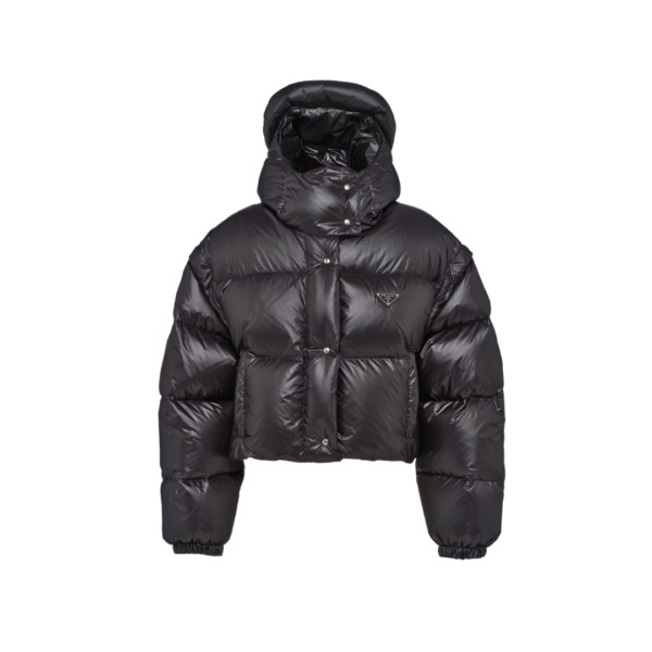 Gekürzte Daunenjacke Schwarz