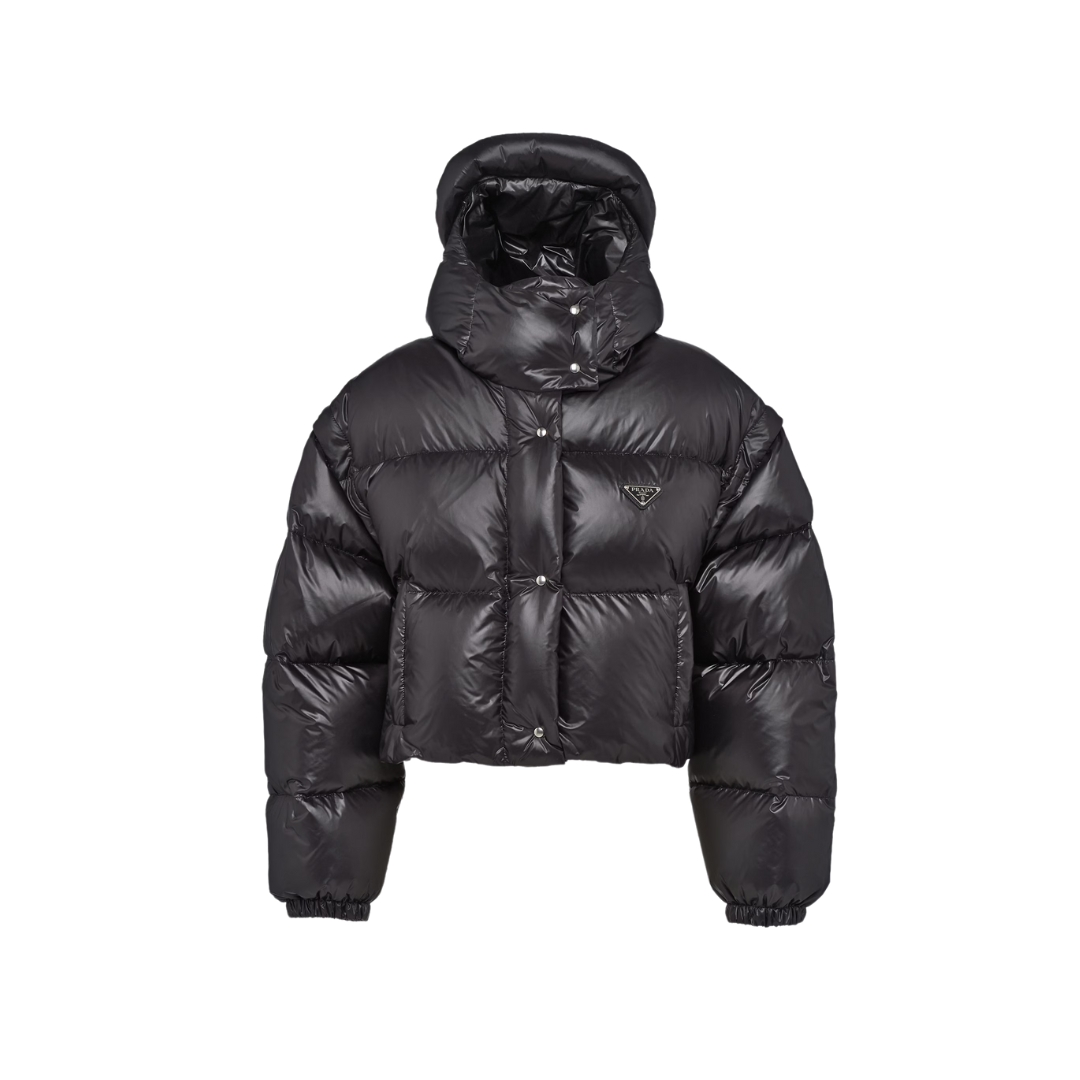 Gekürzte Daunenjacke Schwarz