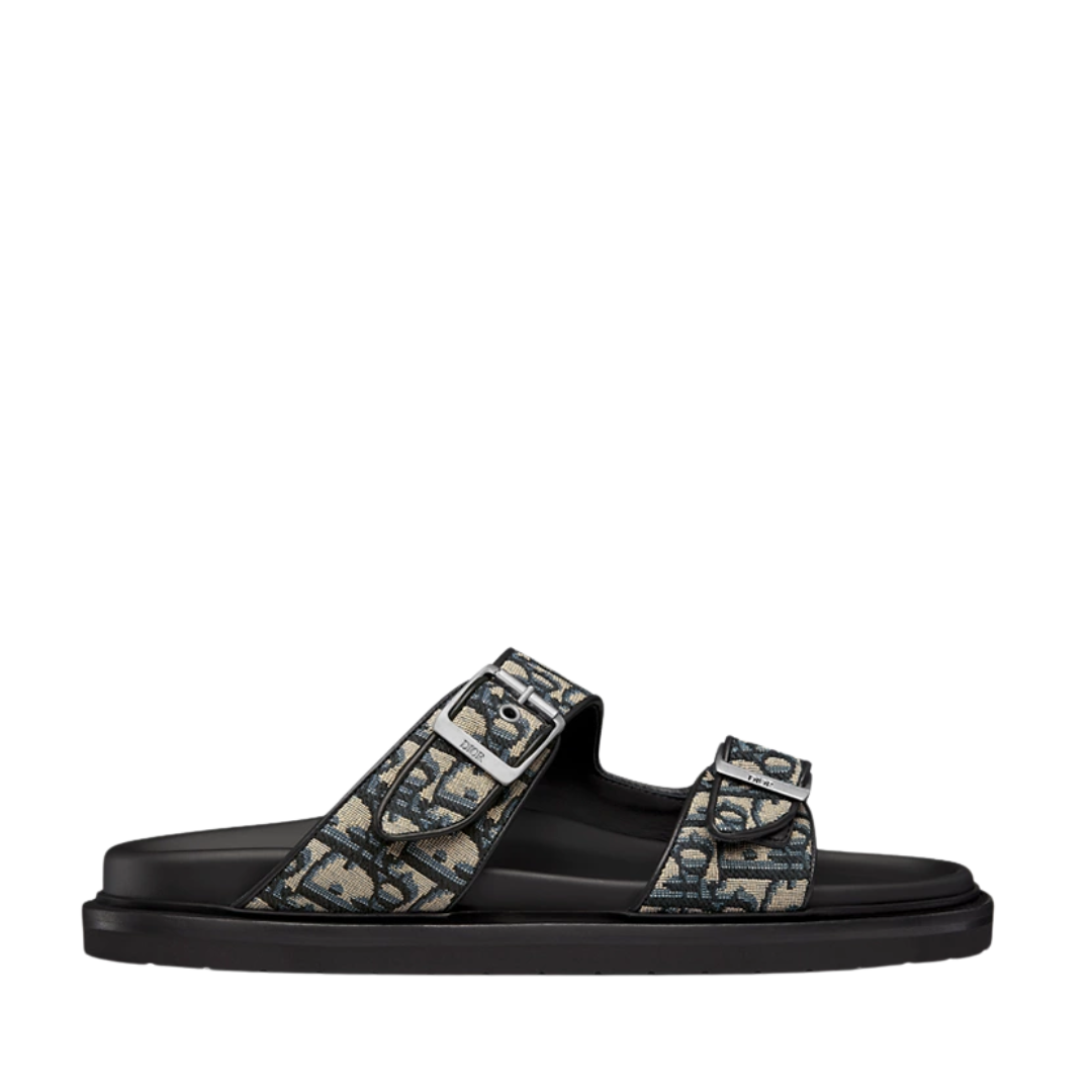 Aqua-sandaal Beige en zwarte Dior Oblique-jacquard 40EU