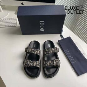Aqua-sandaal Beige en zwarte Dior Oblique-jacquard 40EU