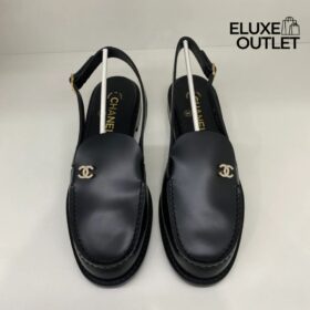 Slingback Flache Schwarz Loafer
