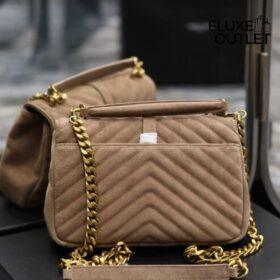 wildleder Karamell mit Goldschnalle 24 cm